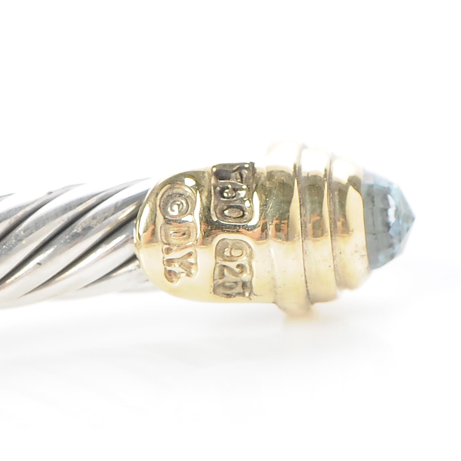 David Yurman Sterling Silver 14K Yellow Gold Blue Topaz 5mm Cable Classics Petite Color Bracelet 5 of 5