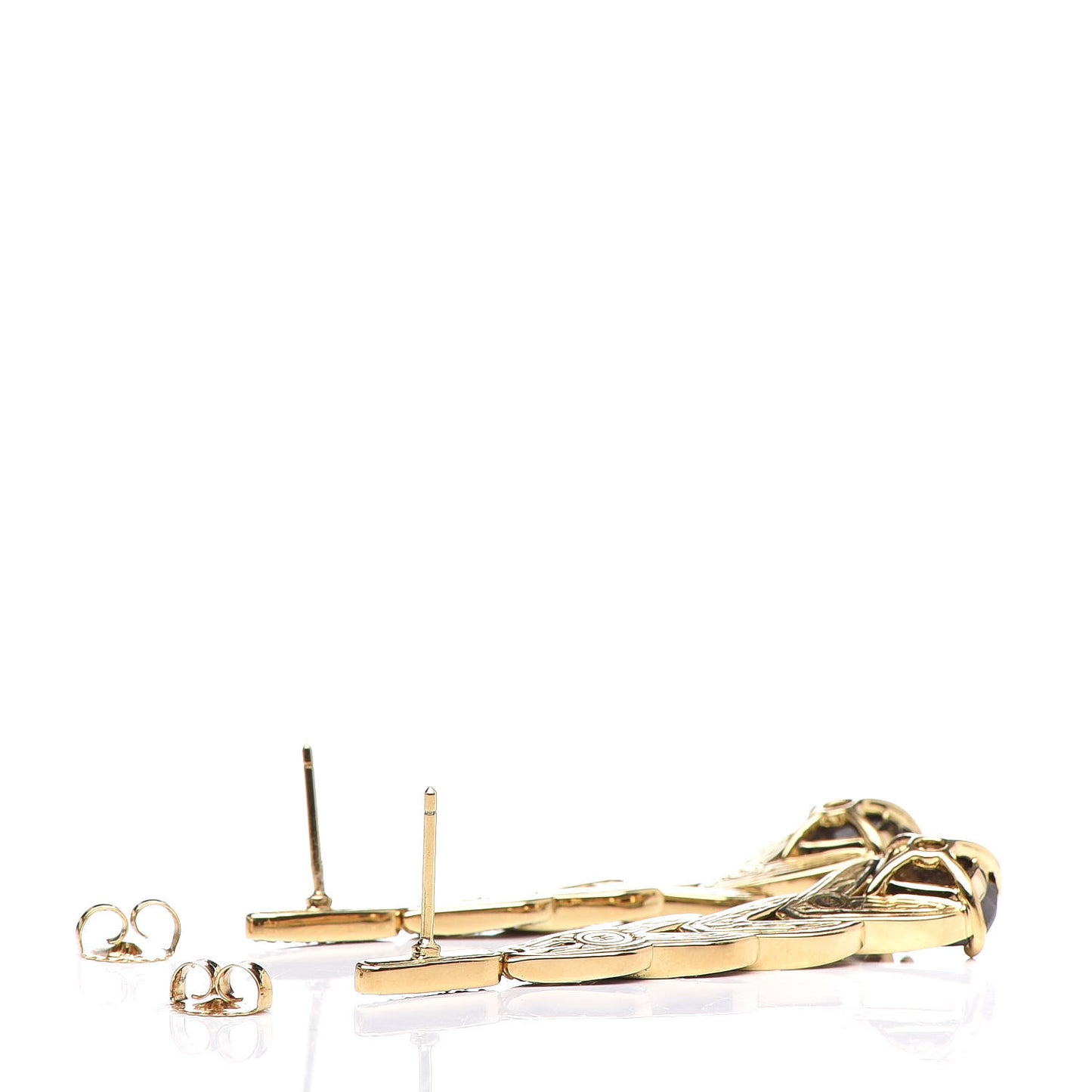 18K Yellow Gold Sapphire Diamond Modern Chain Magic Cut Drop Earrings