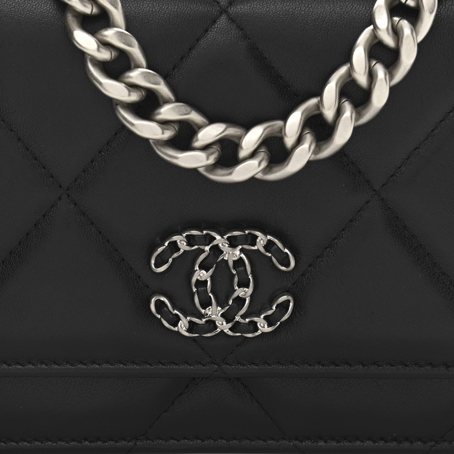 Chanel Lambskin Quilted Chanel 19 Wallet On Chain WOC Black 10 of 13