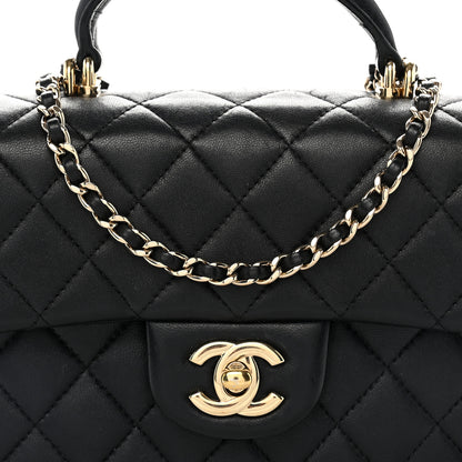 Chanel Lambskin Quilted Mini Top Handle Rectangular Flap Black 8 of 10
