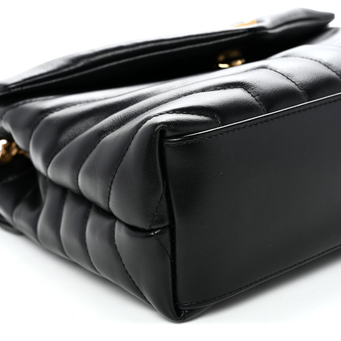 Calfskin Y Quilted Monogram Small Loulou Chain Satchel Black Black