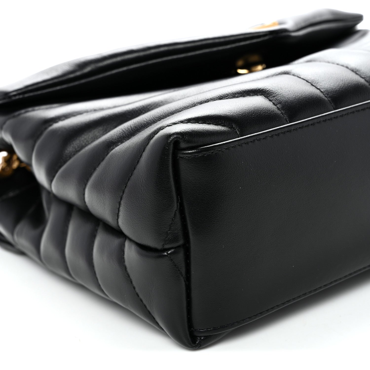 Saint Laurent Calfskin Y Quilted Monogram Small Loulou Chain Satchel Black Black 9 of 12
