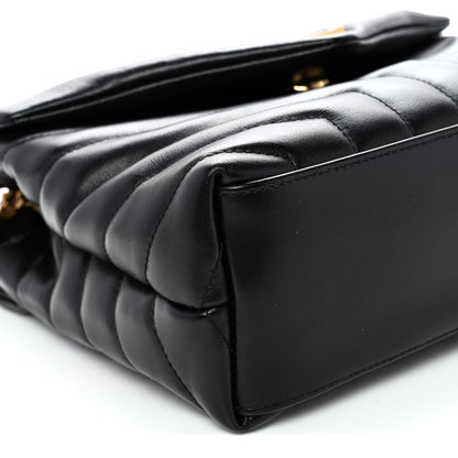 Saint Laurent Calfskin Y Quilted Monogram Small Loulou Chain Satchel Black Black 9 of 12