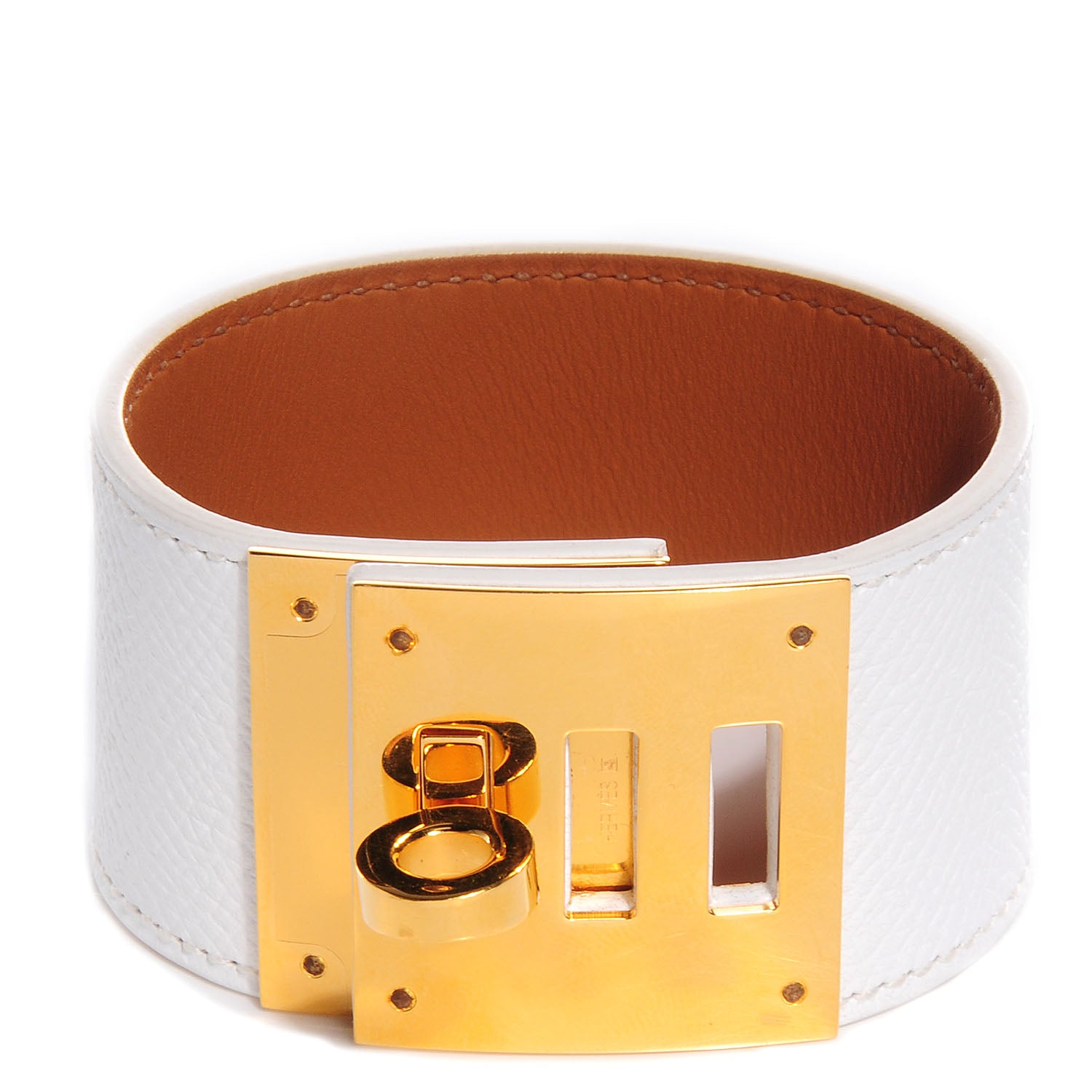 Hermes Epsom Kelly Dog Bracelet White 1 of 6