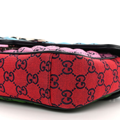 Gucci Monogram Multicolor Matelasse Diagonal Small GG Marmont Shoulder Bag Light Blue Pink Blue Green Red 10 of 10