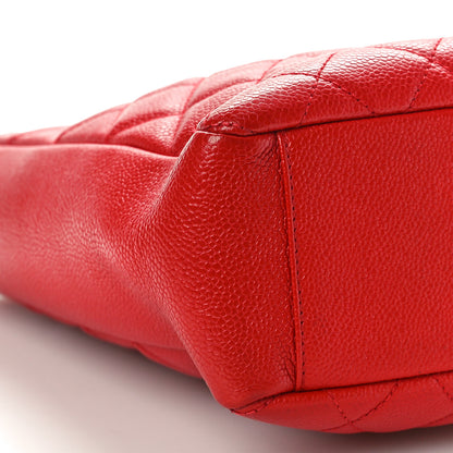Chanel Caviar Quilted Petit Shopping Tote PST Red 9 of 11