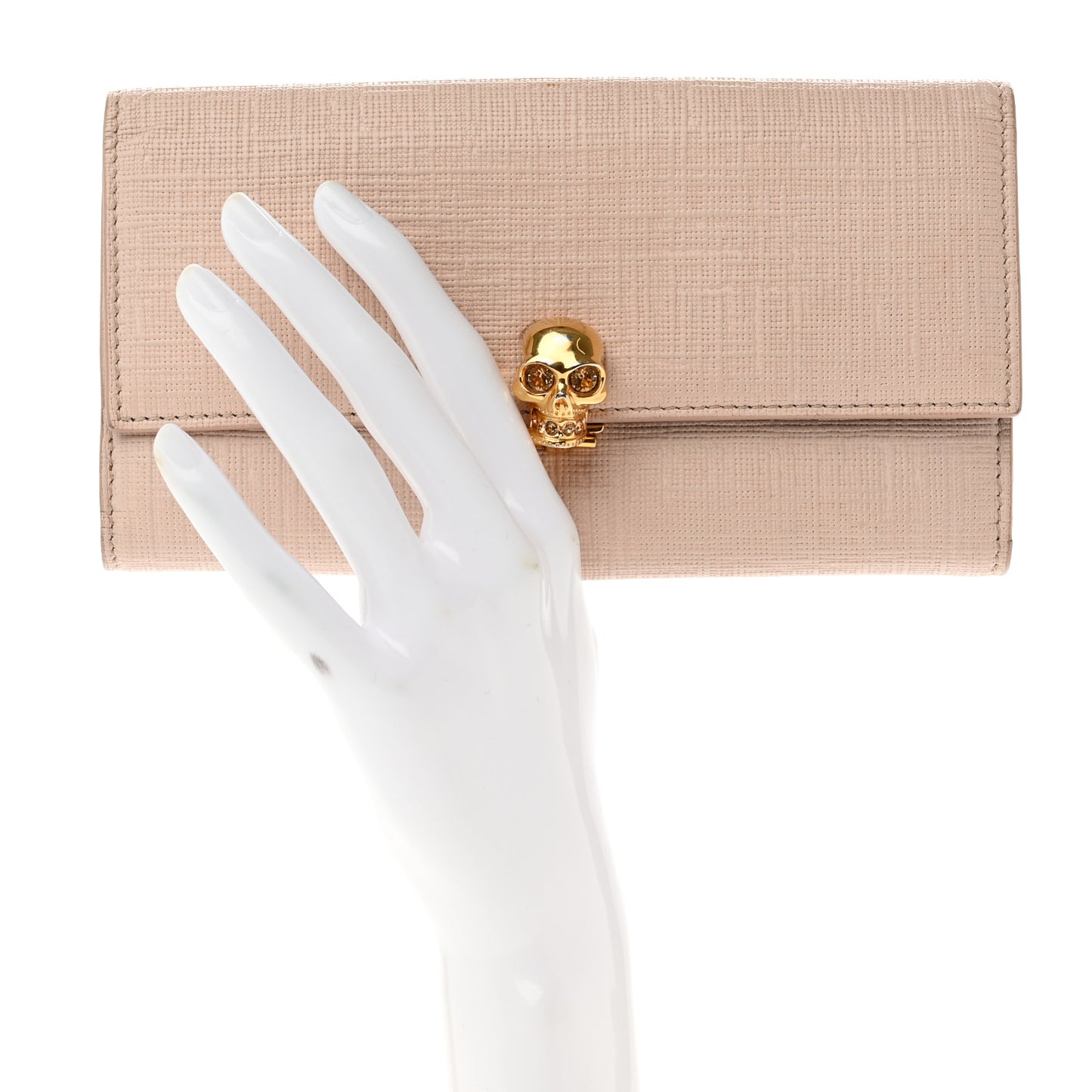 Calfskin Skull Continental Wallet Light Pink