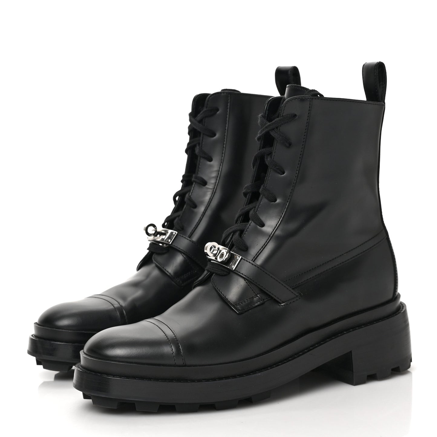 Glossed Calfskin Funk Ankle Boots 39.5 Black