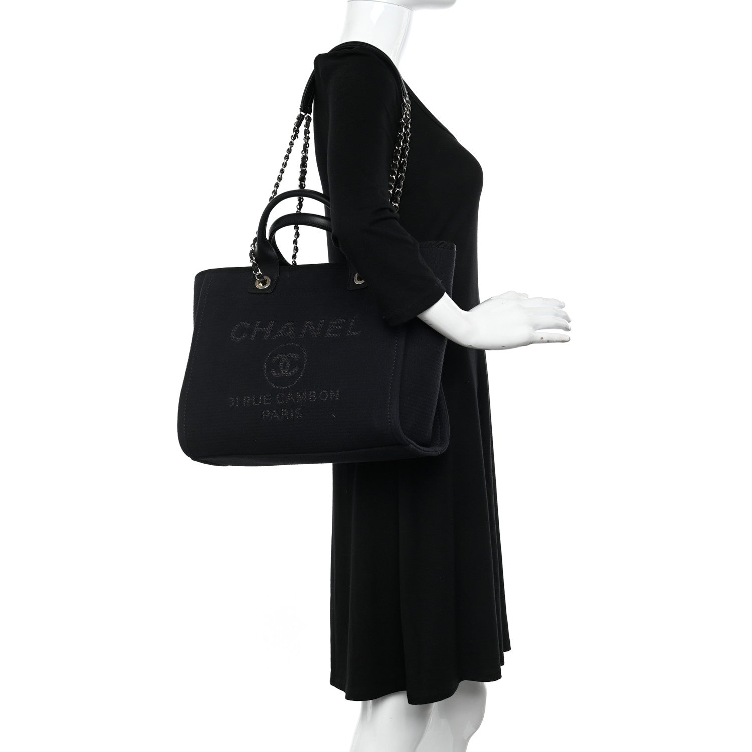Chanel Mixed Fibers Small Deauville Tote Black 2 of 12