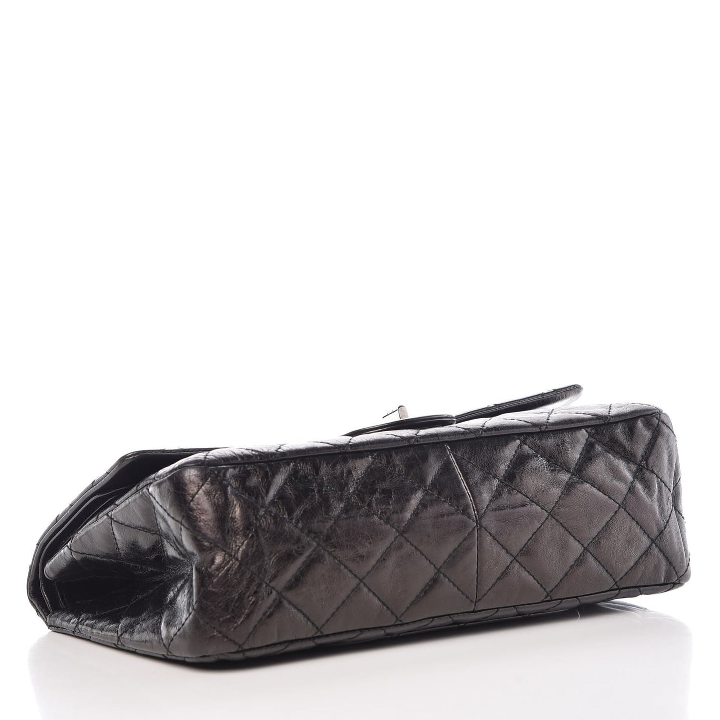 Glazed Aged Calfskin Quilted 2.55 Reissue 227 Flap Black