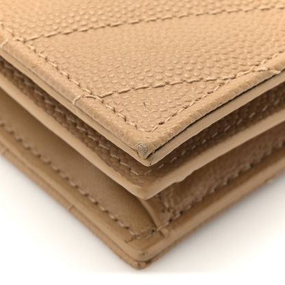 Saint Laurent Grain De Poudre Matelasse Chevron Cassandre Card Case Cork 9 of 11
