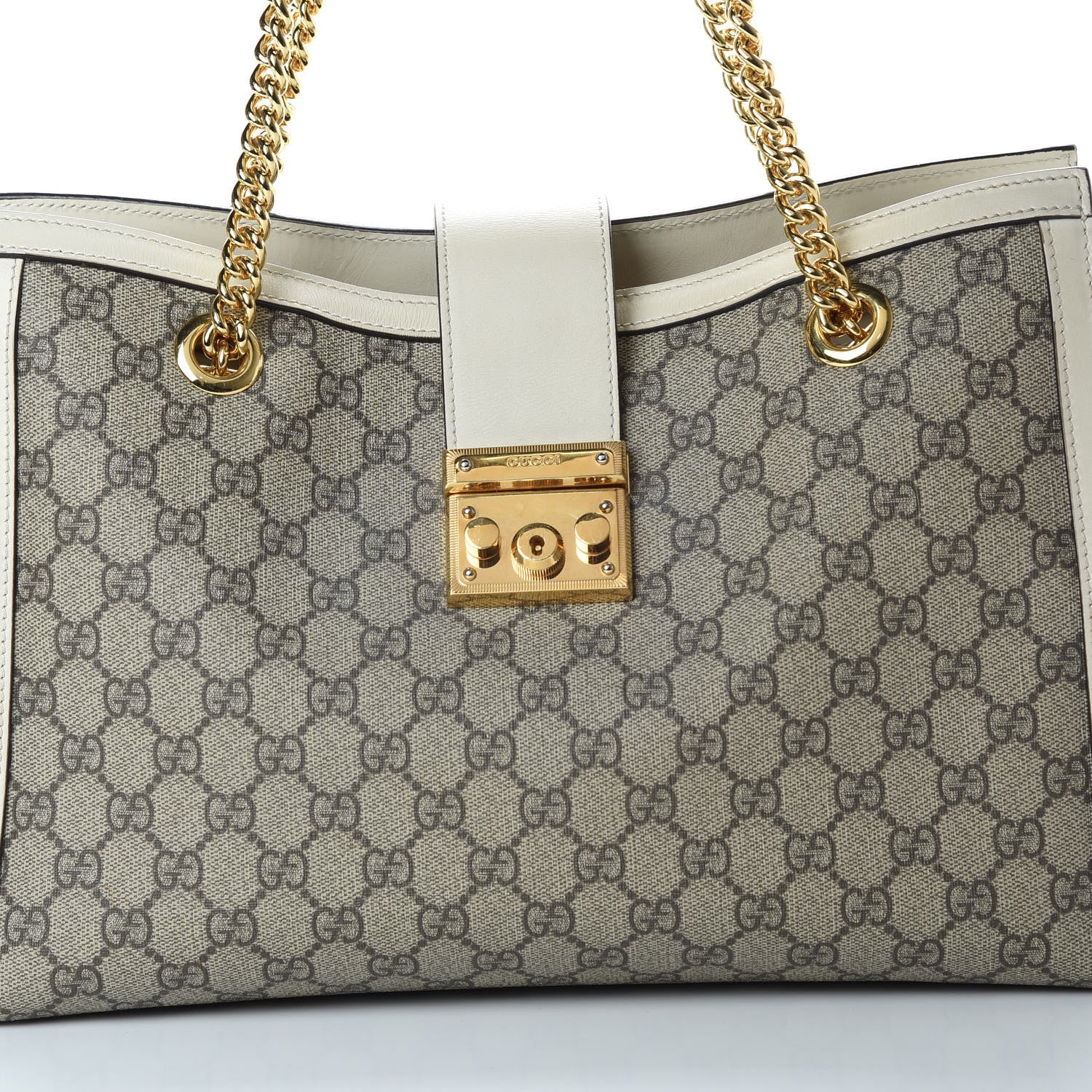 Gucci GG Supreme Monogram Medium Padlock Tote White 8 of 13
