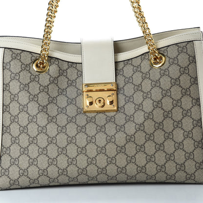 Gucci GG Supreme Monogram Medium Padlock Tote White 8 of 13