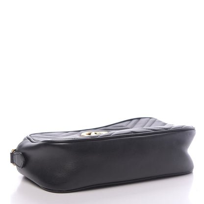 Gucci Calfskin Matelasse Small GG Marmont Chain Shoulder Bag Black 4 of 14