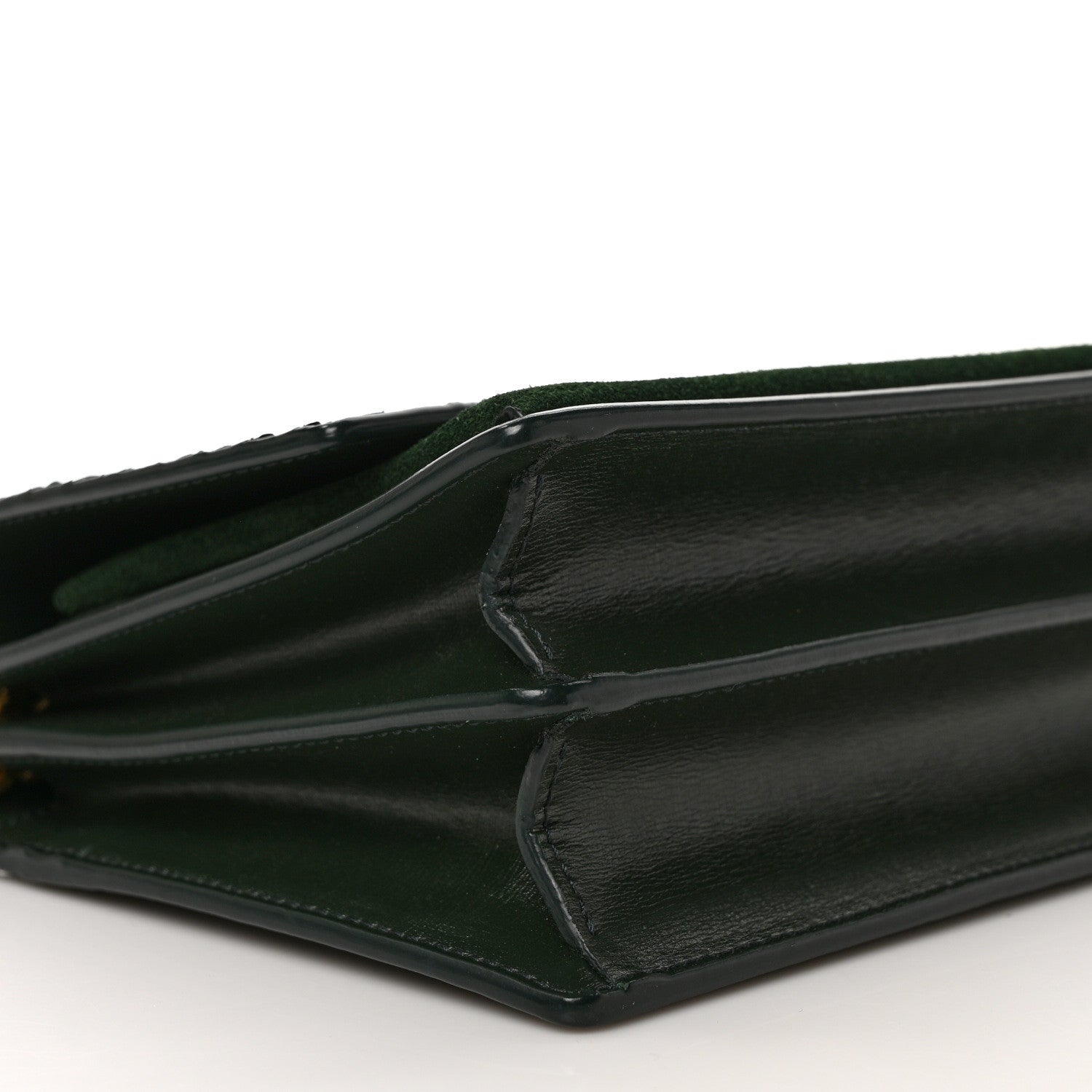 Saint Laurent Calfskin Snakeskin Suede Medium Monogram Sunset Vert Fonce 6 of 7