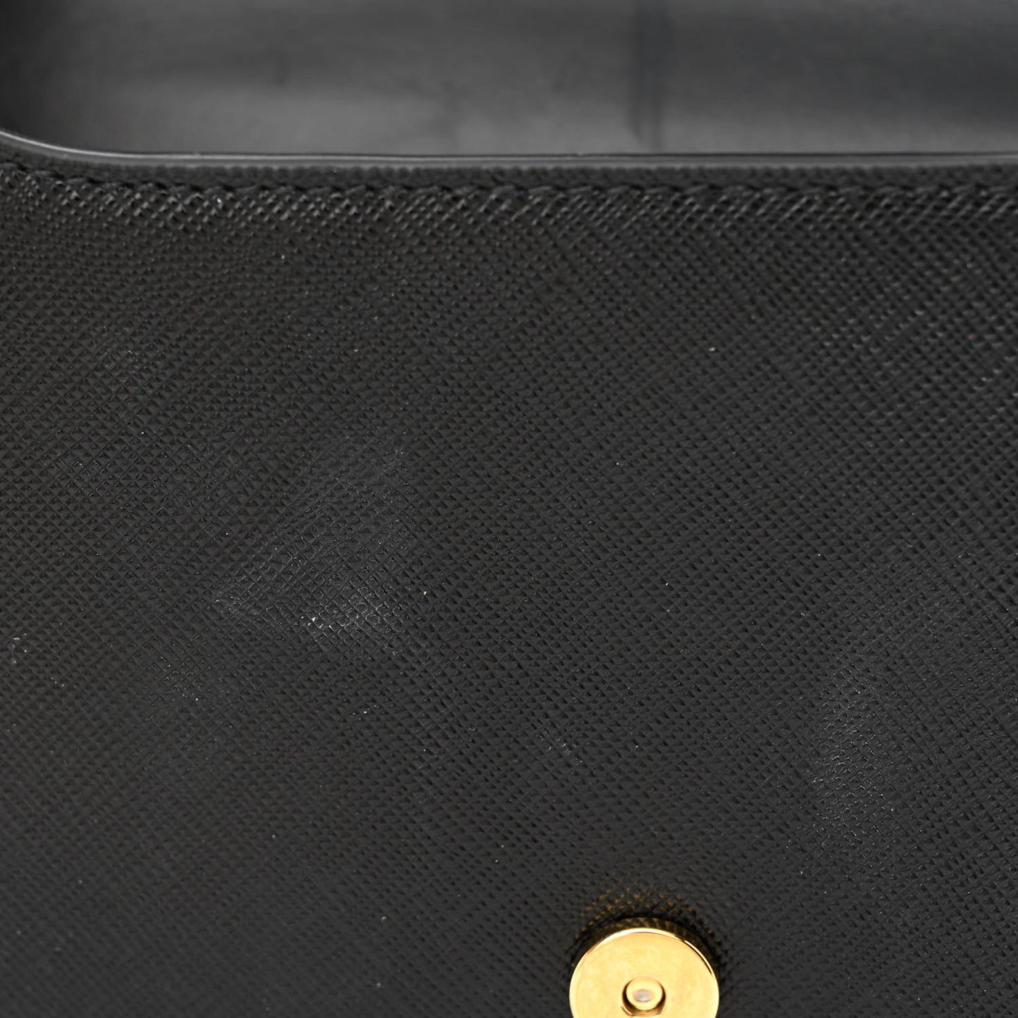 Saffiano Soft Calfskin Metal Triangle Logo Envelope Chain Shoulder Bag Black