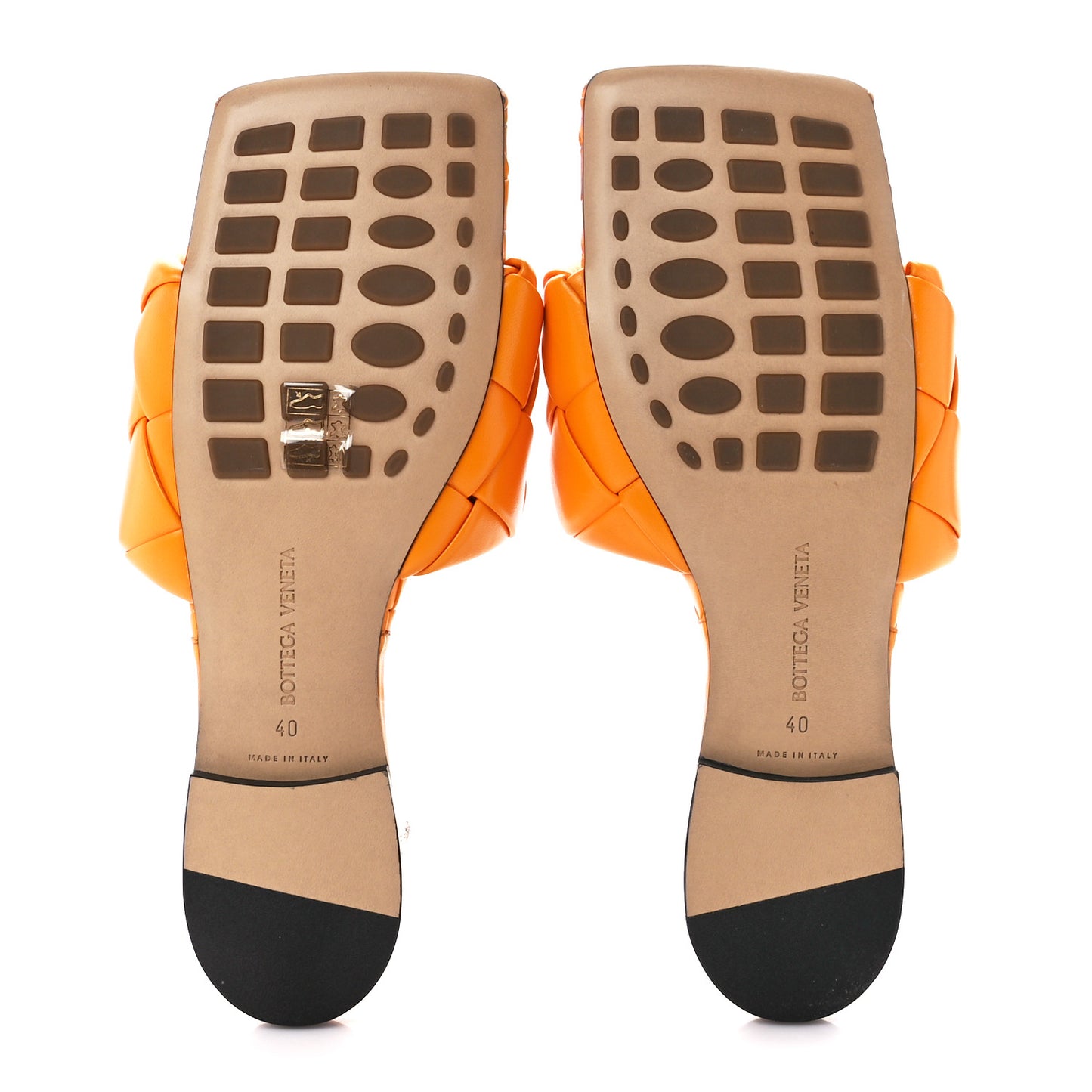Nappa Maxi Intrecciato Lido Flat Sandals 40 Tangerine