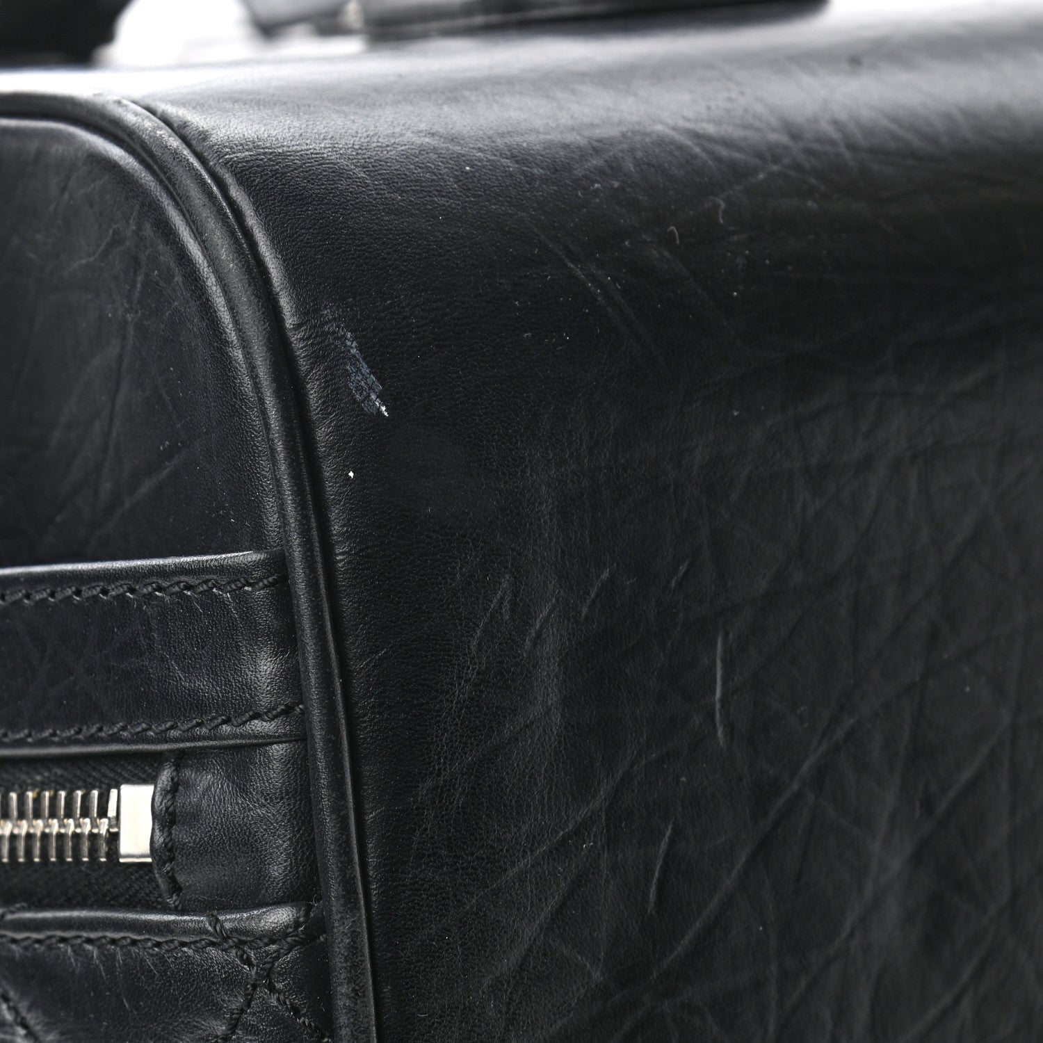 Chanel Aged Calfskin Quilted Trolley Rolling Luggage Black 11 of 13