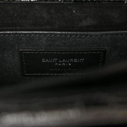 Saint Laurent Calfskin Crocodile Embossed Large Monogram Sunset Black 7 of 11