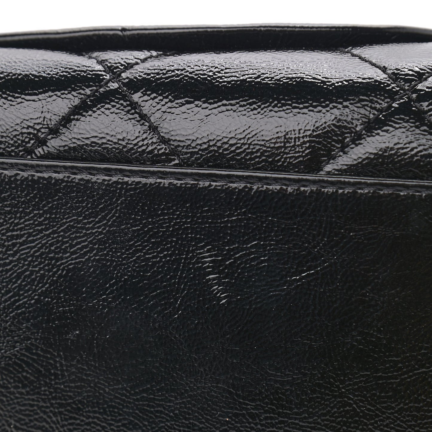 Shiny Aged Calfskin Quilted Bowler Bag Black