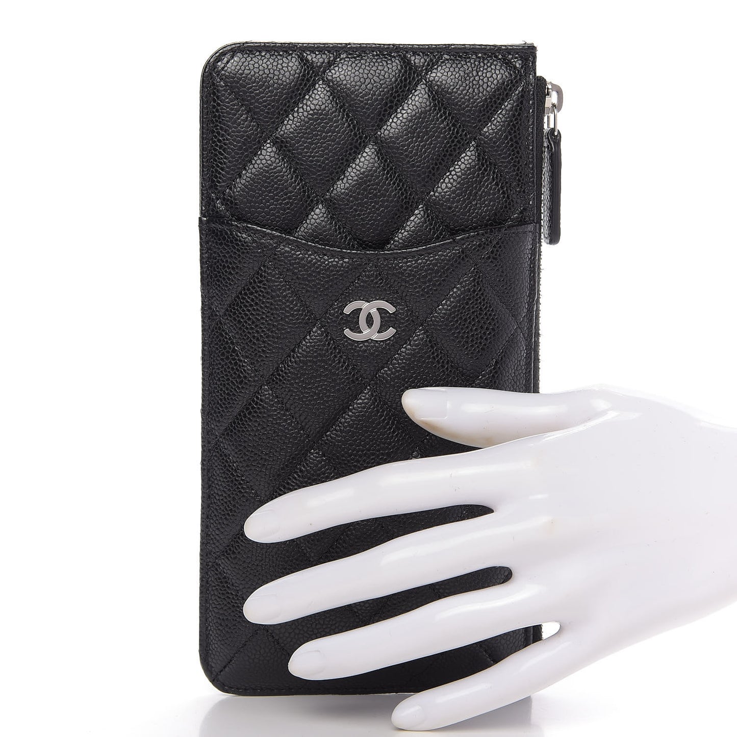 Caviar Quilted Classic Flat Wallet Pouch Black