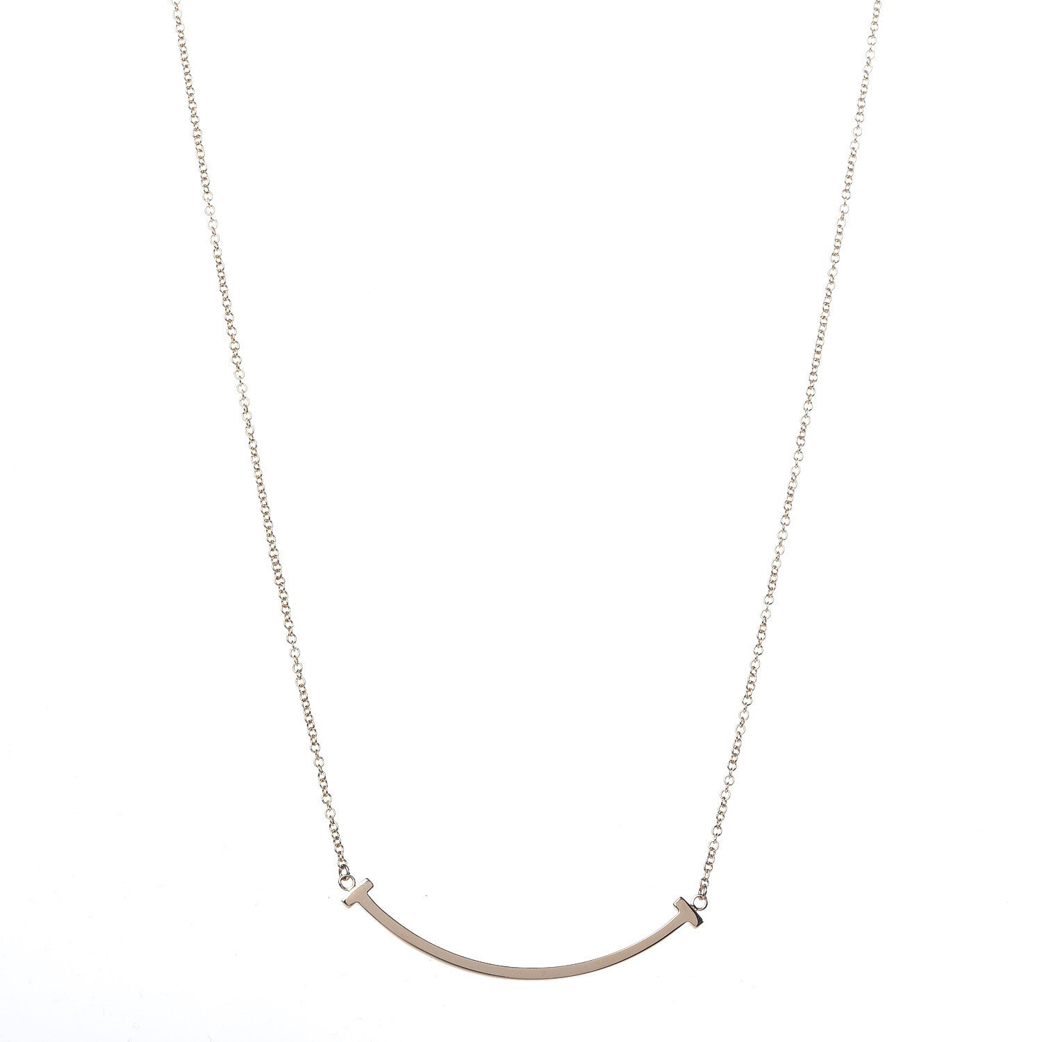 Tiffany 18K Yellow Gold Small T Smile Pendant Necklace 1 of 5