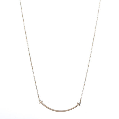 Tiffany 18K Yellow Gold Small T Smile Pendant Necklace 1 of 5