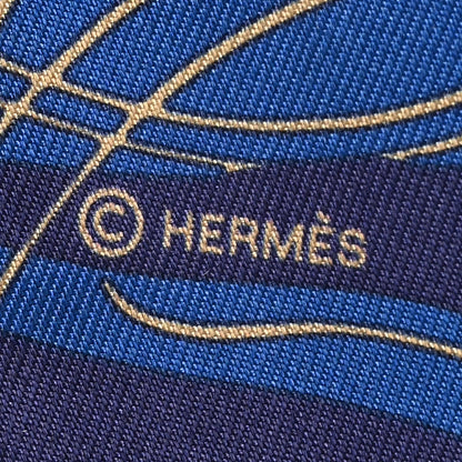 Hermes Silk Ex-Libris Twilly Indigo Black Beige 3 of 4