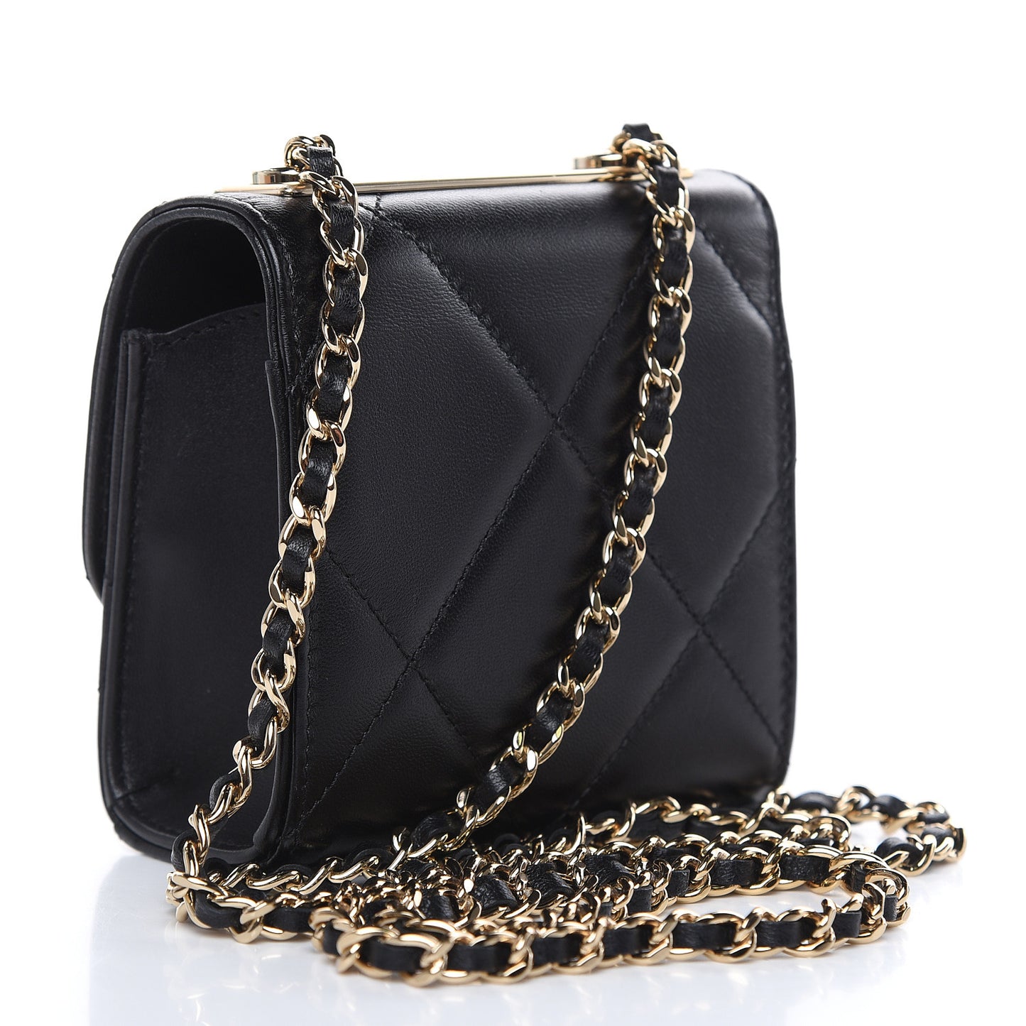 Lambskin Quilted Mini Trendy CC Chain Wallet Black