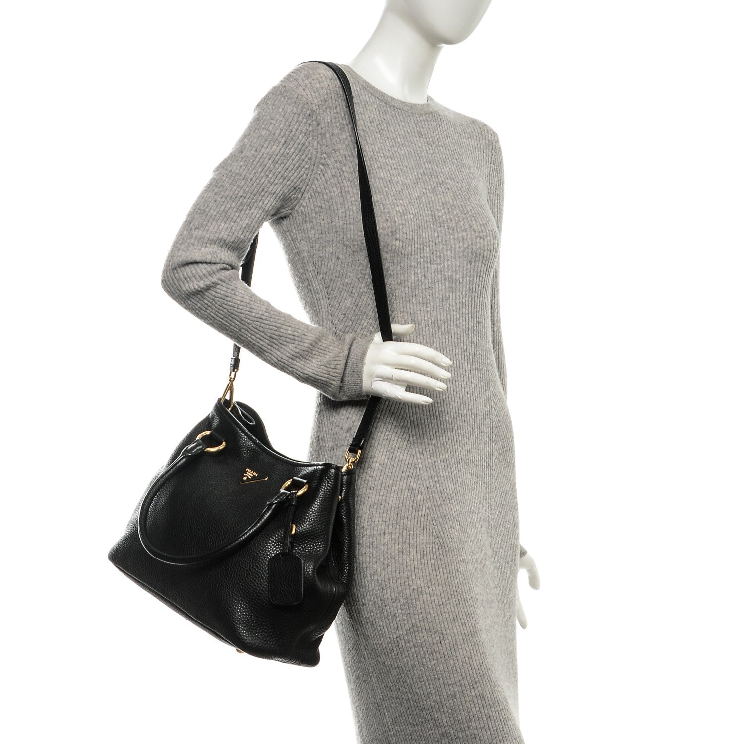 Prada Vitello Daino Tote Nero Black 2 of 6