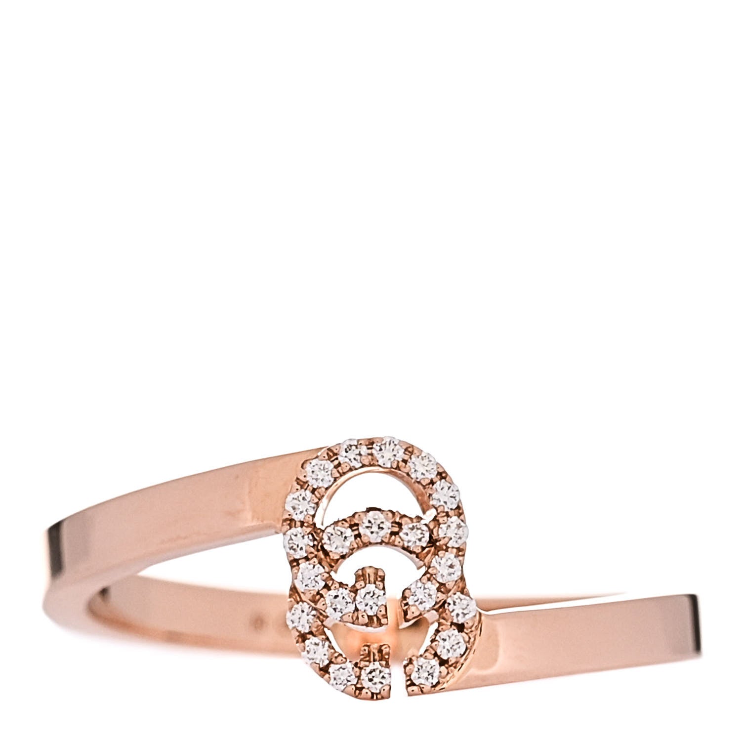 Gucci 18K Rose Gold Diamond GG Running Ring 48 4.5 1 of 6