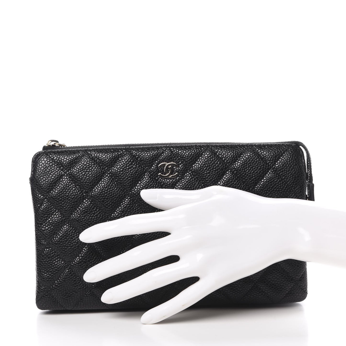 Caviar Quilted Small Zipped Pouch Black