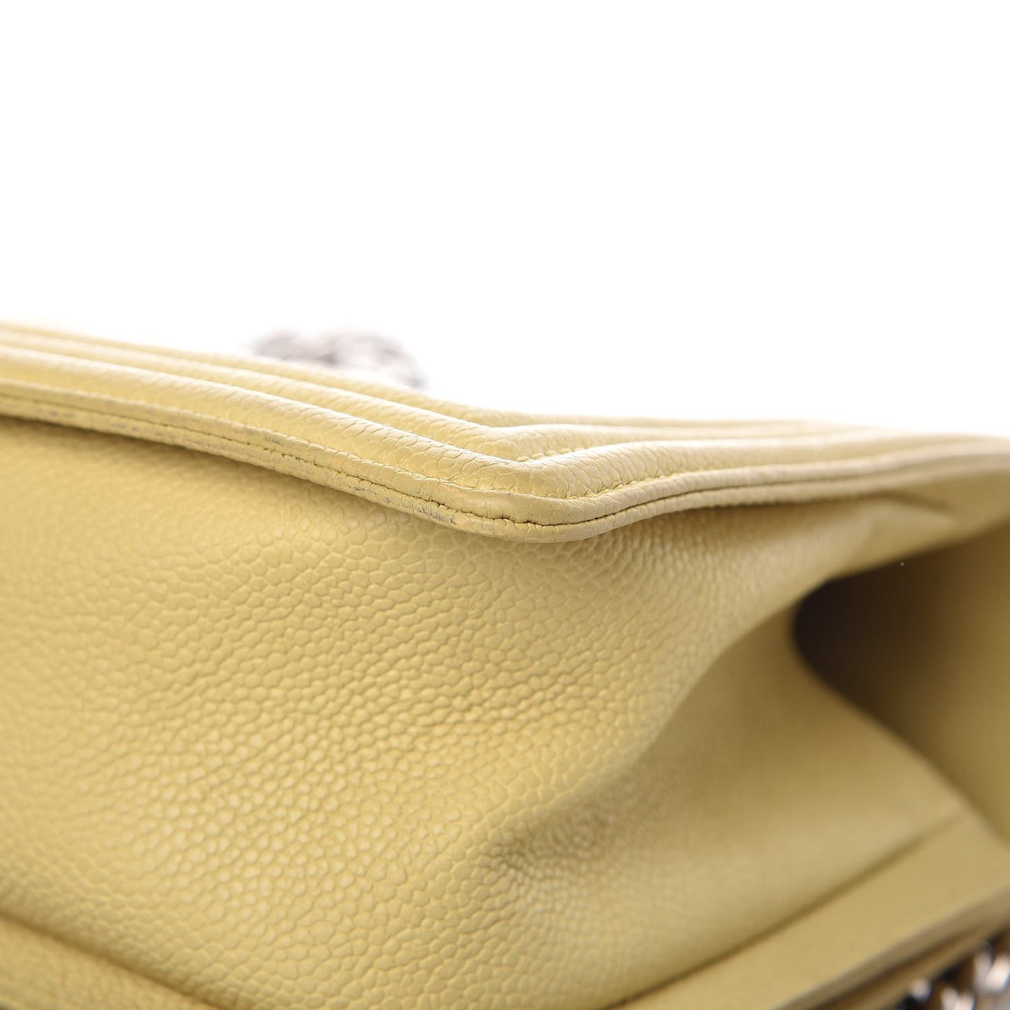 Caviar Quilted Medium Boy Flap Light Yellow