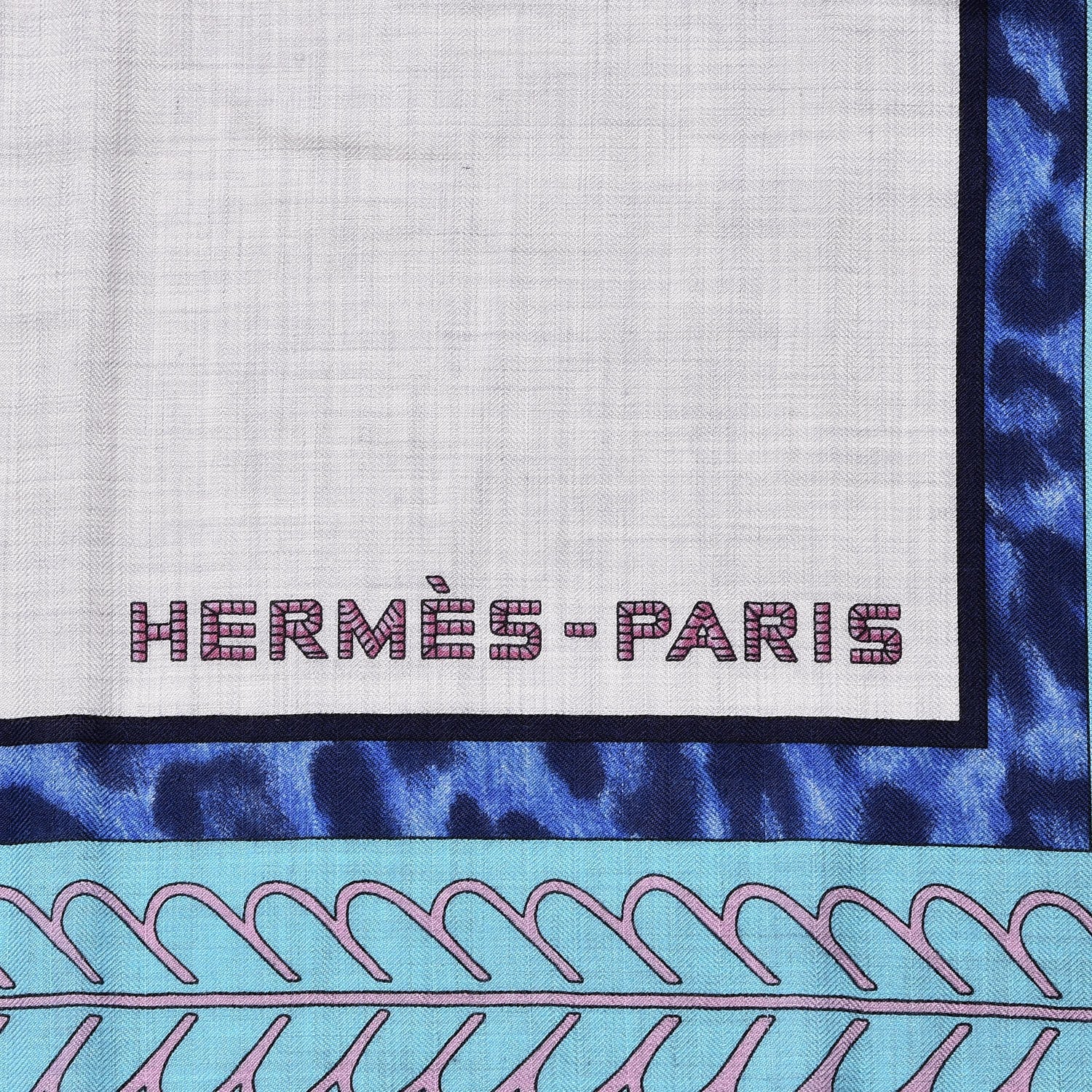 Hermes Cashmere Silk Selle d'Officier En Grande Tenue Shawl 140 Gris Chine Bleu Khaki 3 of 4