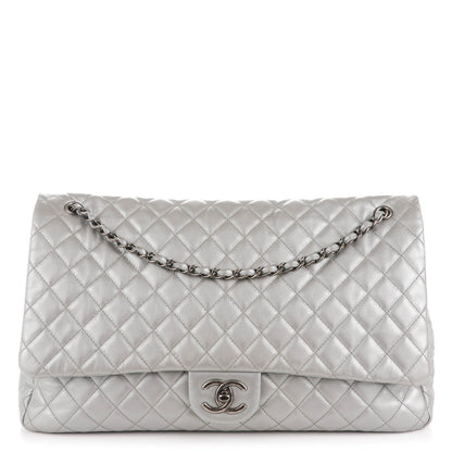 Chanel Calfskin XXL Travel Flap Bag Silver 1 of 7