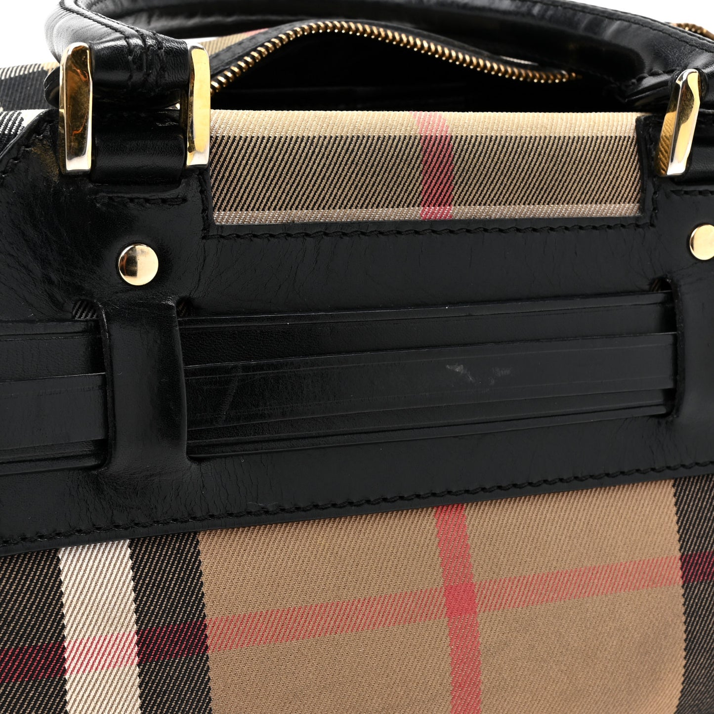 House Check Bridle Calfskin Medium Alchester Bowling Bag Black