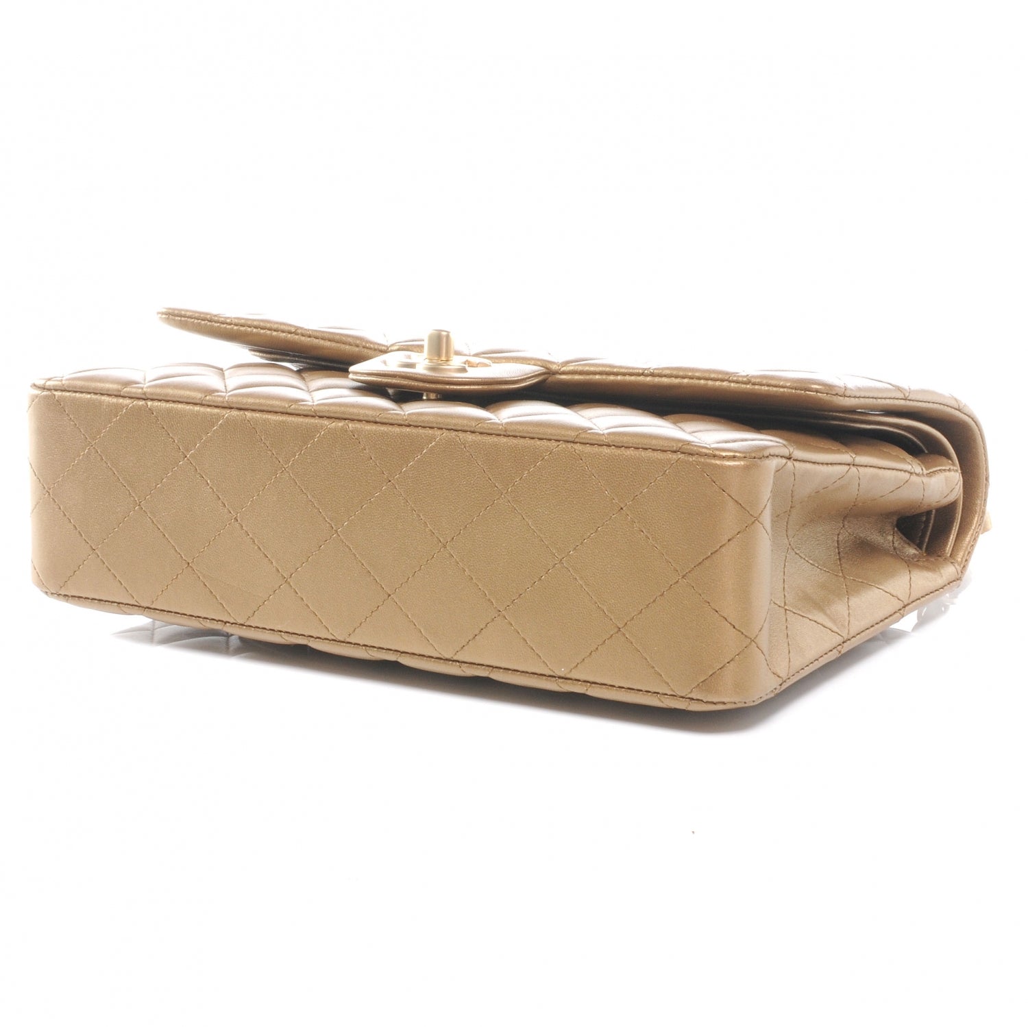 Chanel Lambskin Medium Double Flap Metallic Khaki 4 of 7