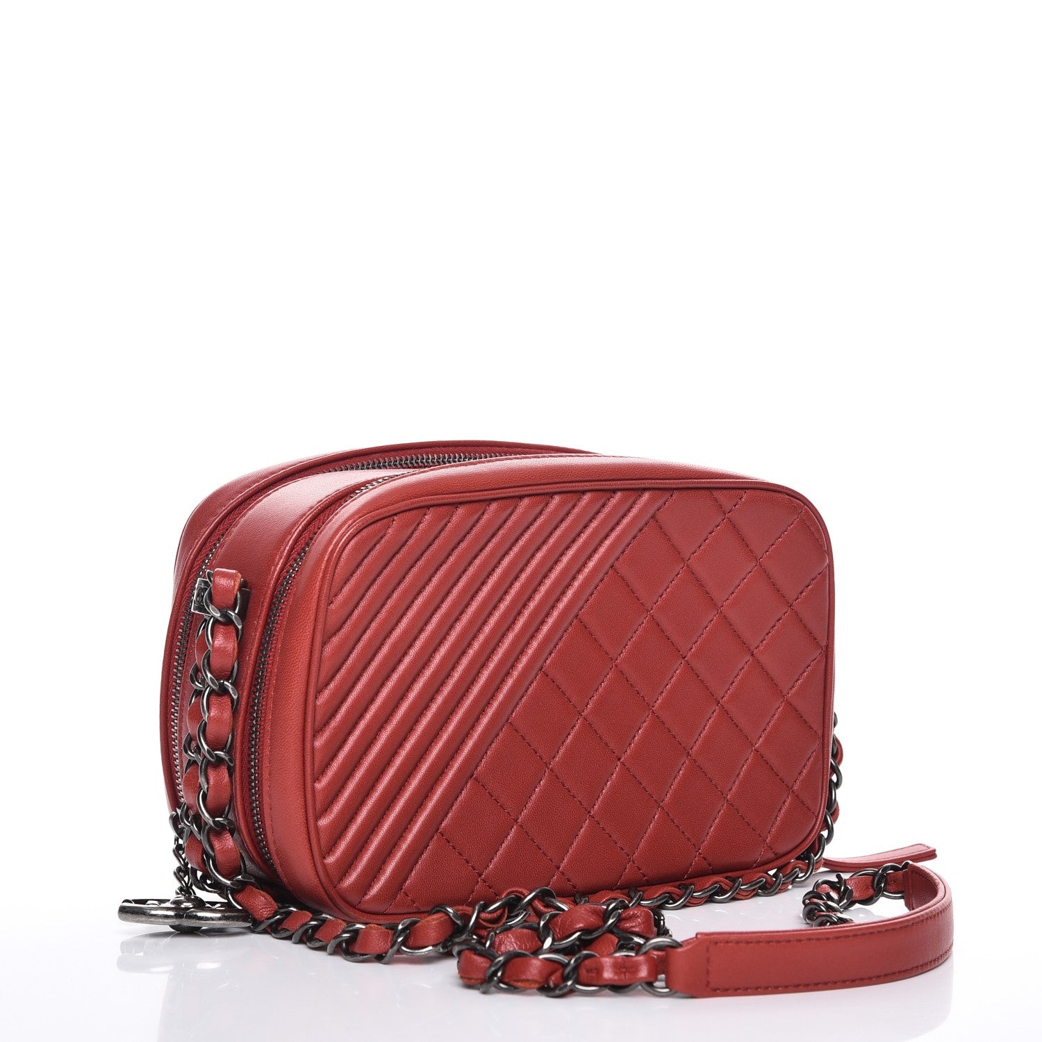 Chanel Lambskin Quilted Small Coco Boy Camera Case Red 3 of 9