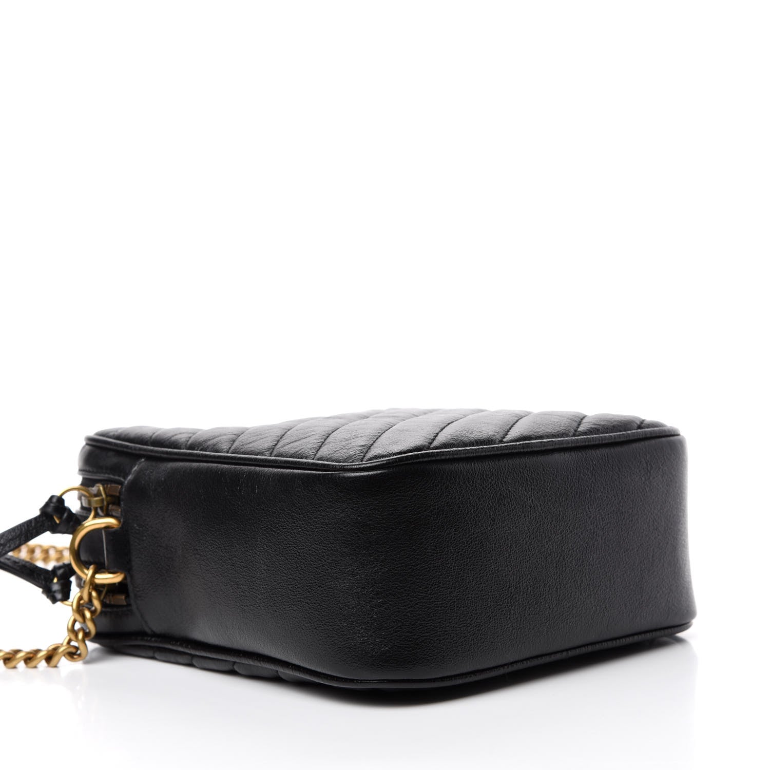 Gucci Azalea Calfskin Matelasse Diagonal Tall GG Marmont Crossbody Bag Black 4 of 11