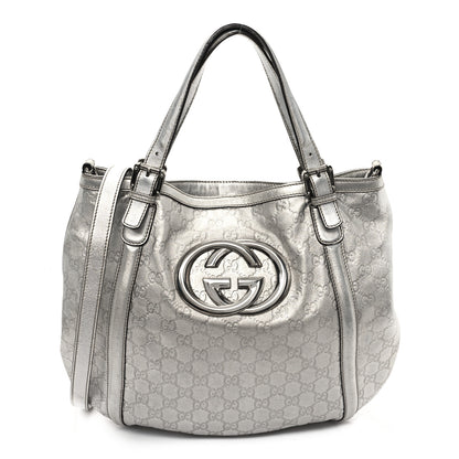 Gucci Metallic Guccissima Medium Britt Tote Silver 1 of 10