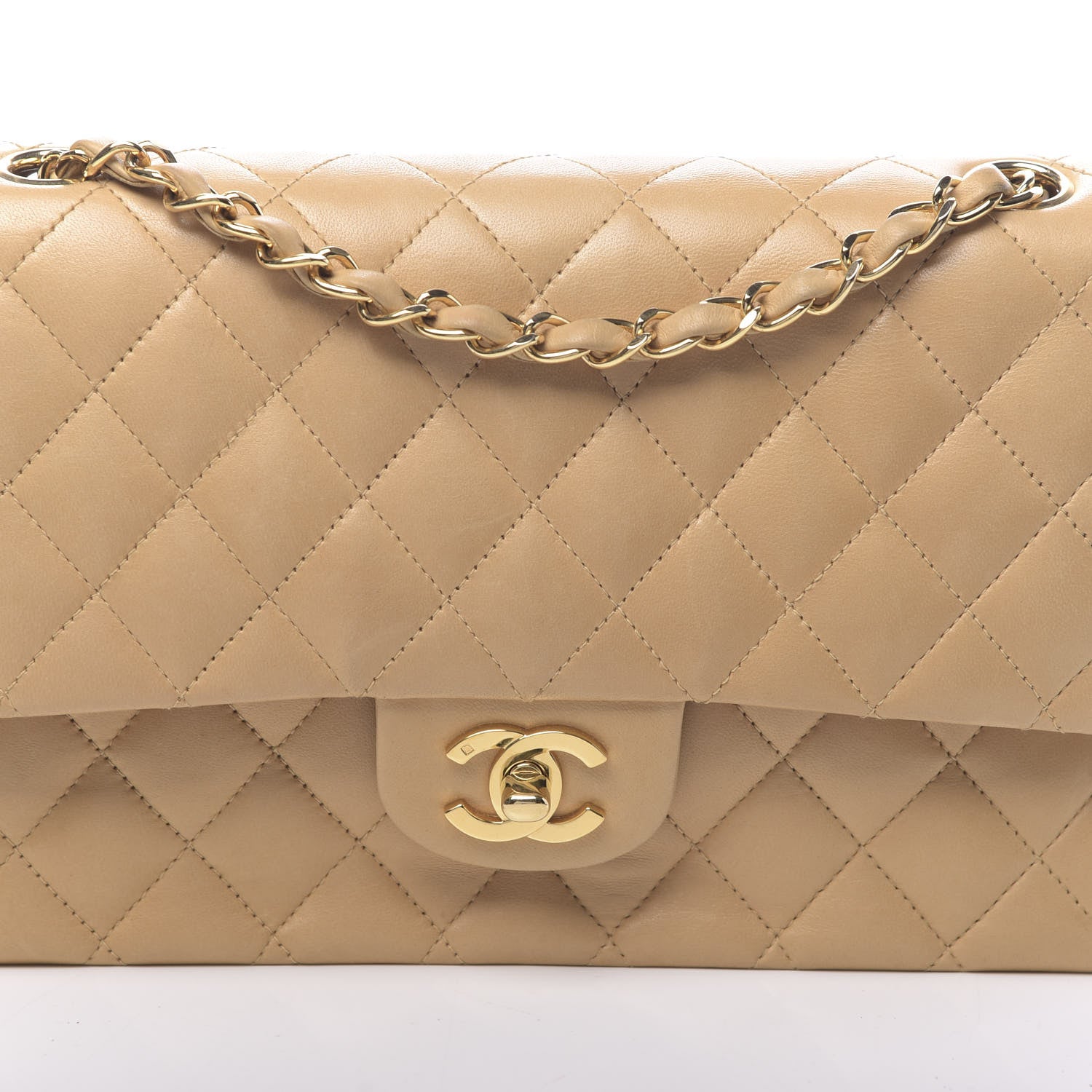 Chanel Lambskin Quilted Medium Double Flap Beige 13 of 13