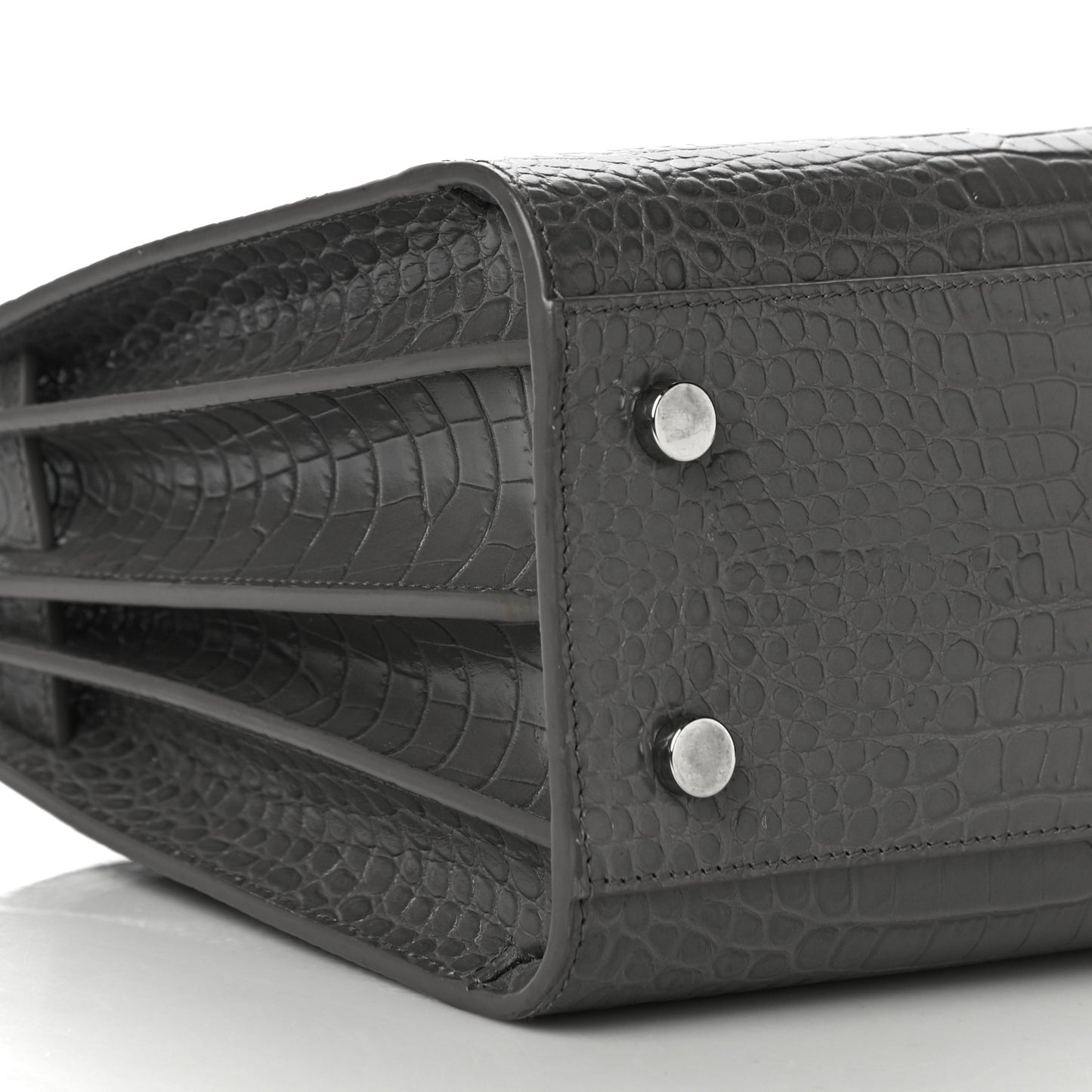 Calfskin Crocodile Embossed Baby Sac De Jour Fog