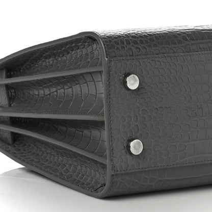 Saint Laurent Calfskin Crocodile Embossed Baby Sac De Jour Fog 8 of 11