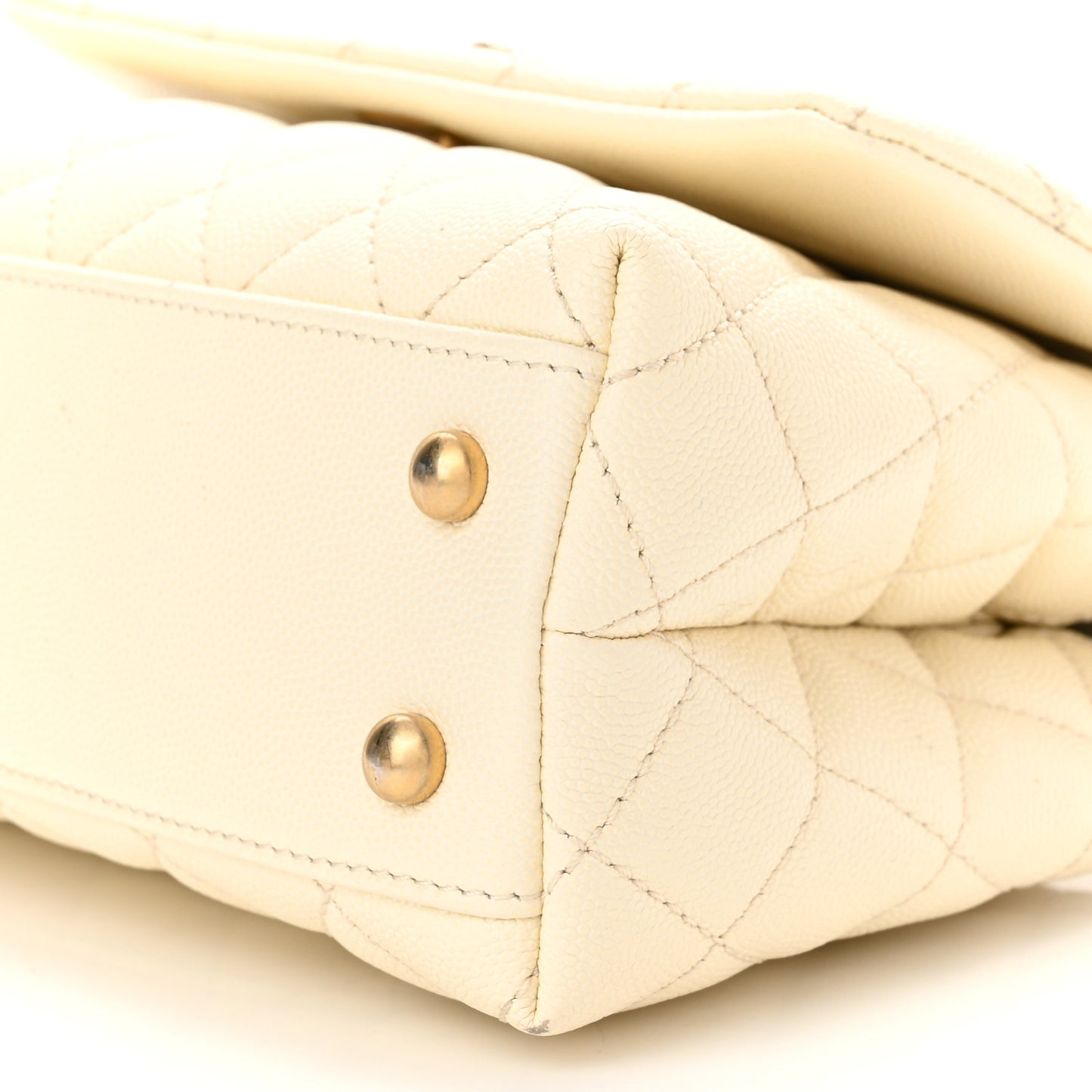 Caviar Elaphe Quilted Mini Coco Handle Flap Ivory