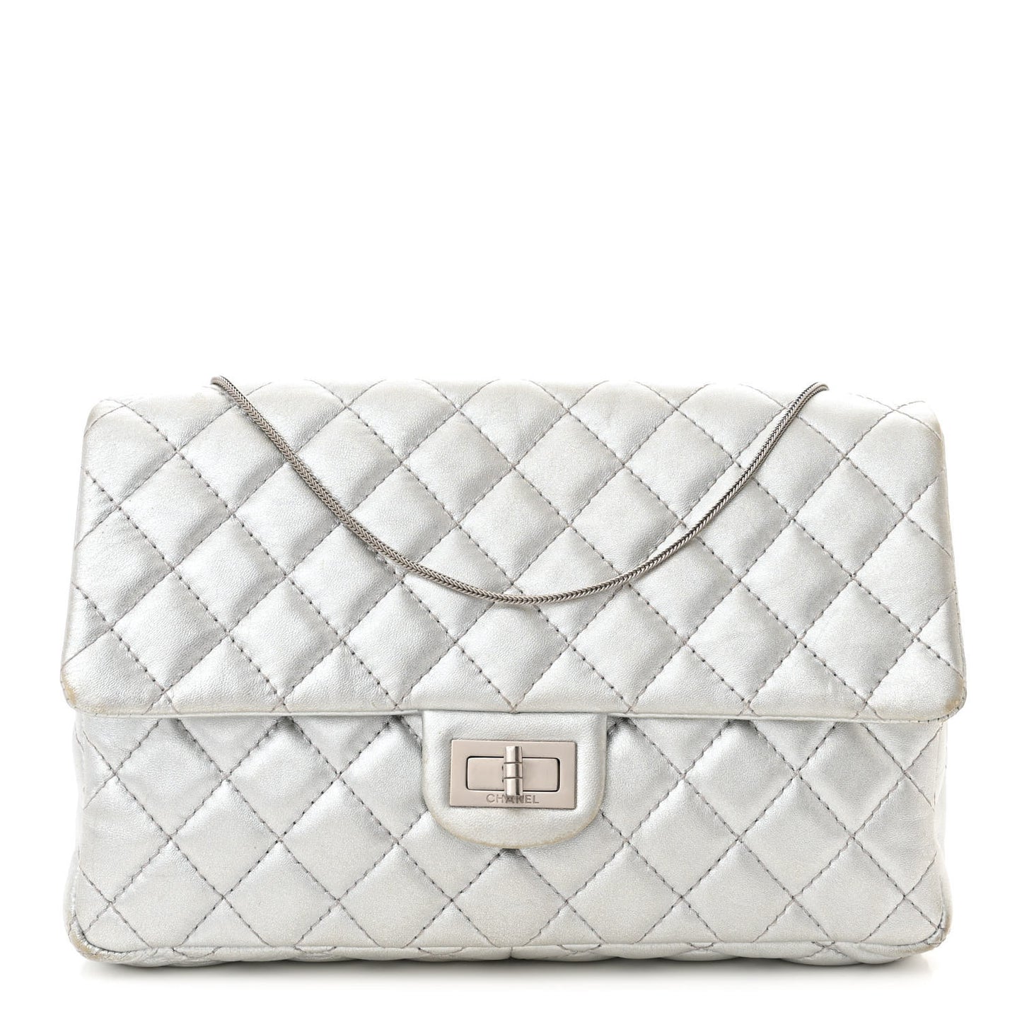 Metallic Lambskin Quilted Snake Chain 2.55 Reissue Flap Silver