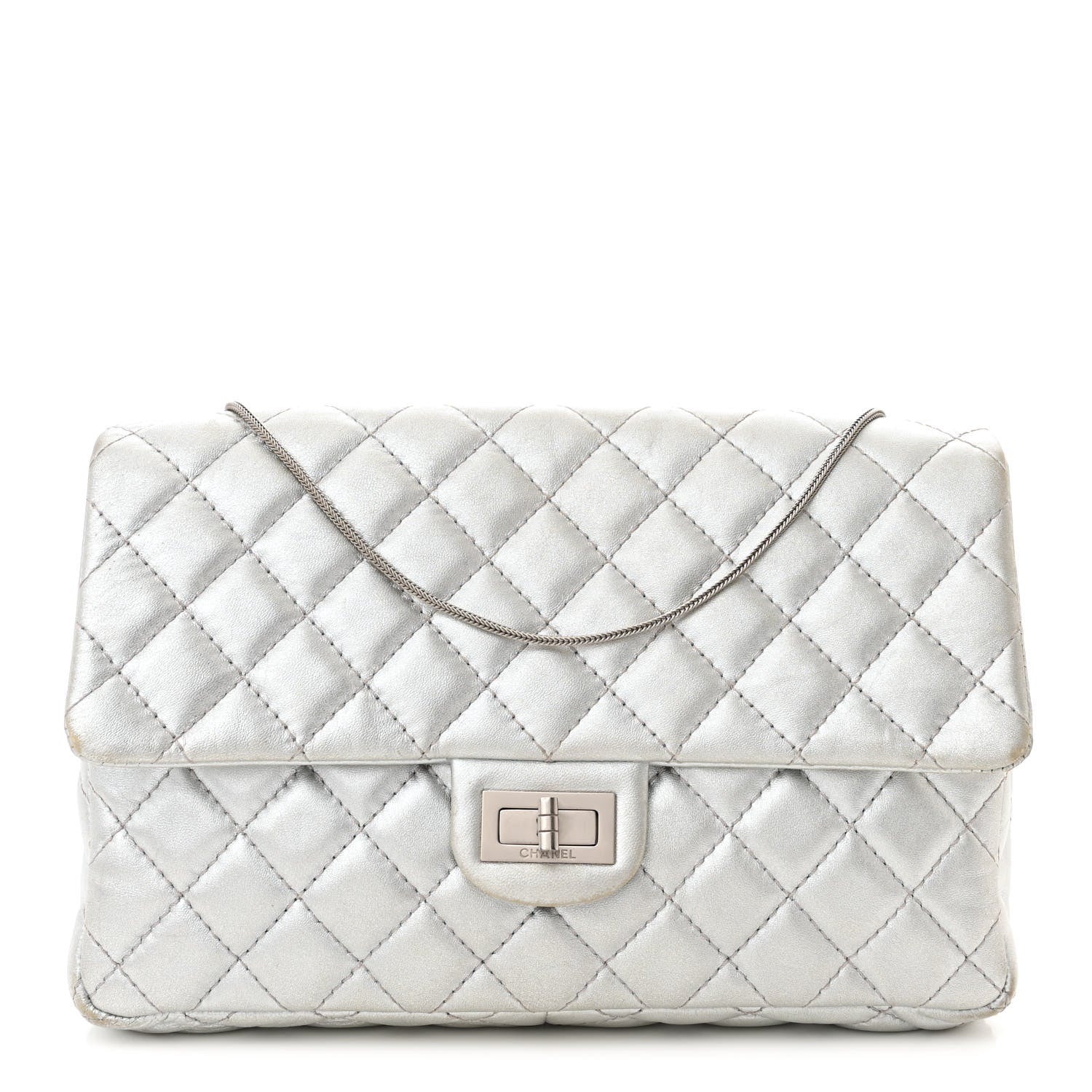 Chanel Metallic Lambskin Quilted Snake Chain 2.55 Reissue Flap Silver 1 of 19