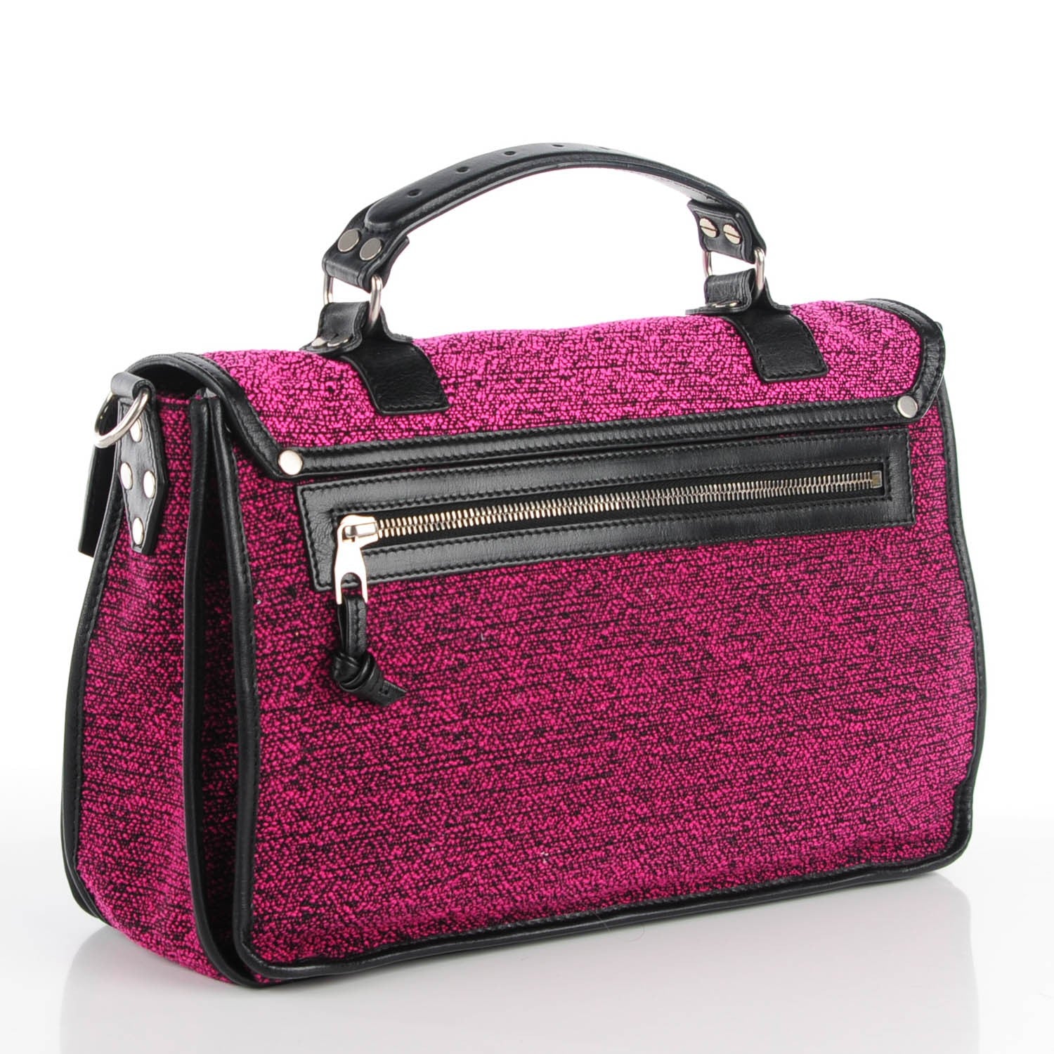 Proenza Schouler Tweed Lambskin Medium PS1 Satchel Berry Fuxia Pink 3 of 12