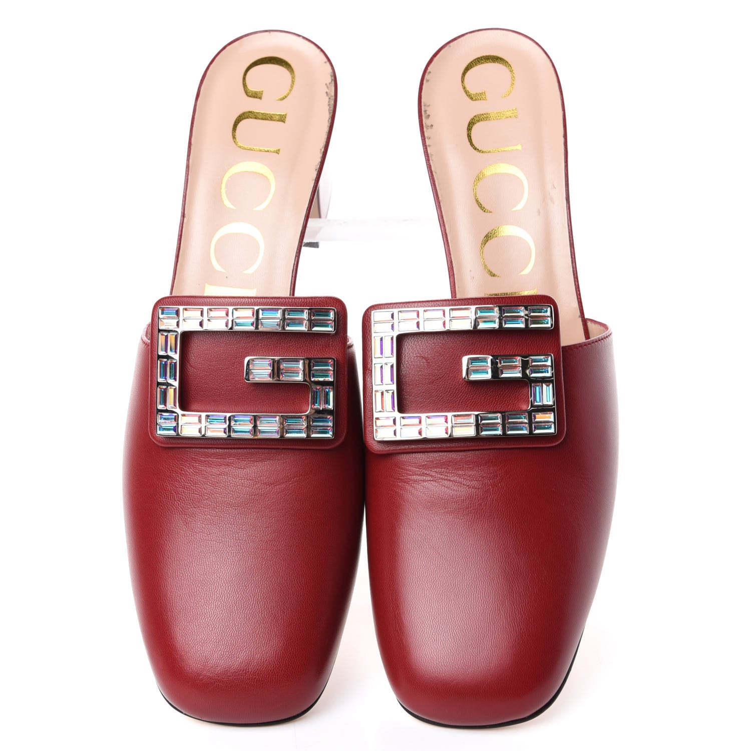 Gucci Malaga Kid Crystal Square G Madelyn Mules 40 Romantic Cerise 5 of 11