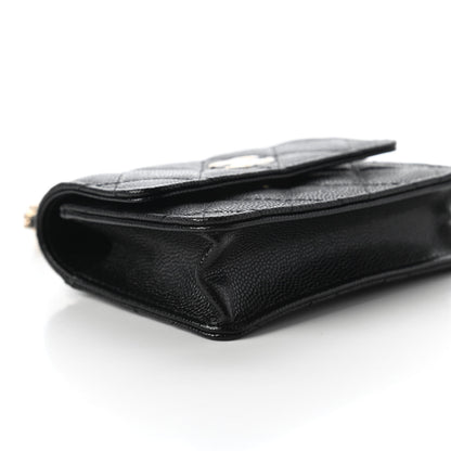 Chanel Caviar Quilted Mini Pearl On Top Coin Purse With Chain Black 6 of 12