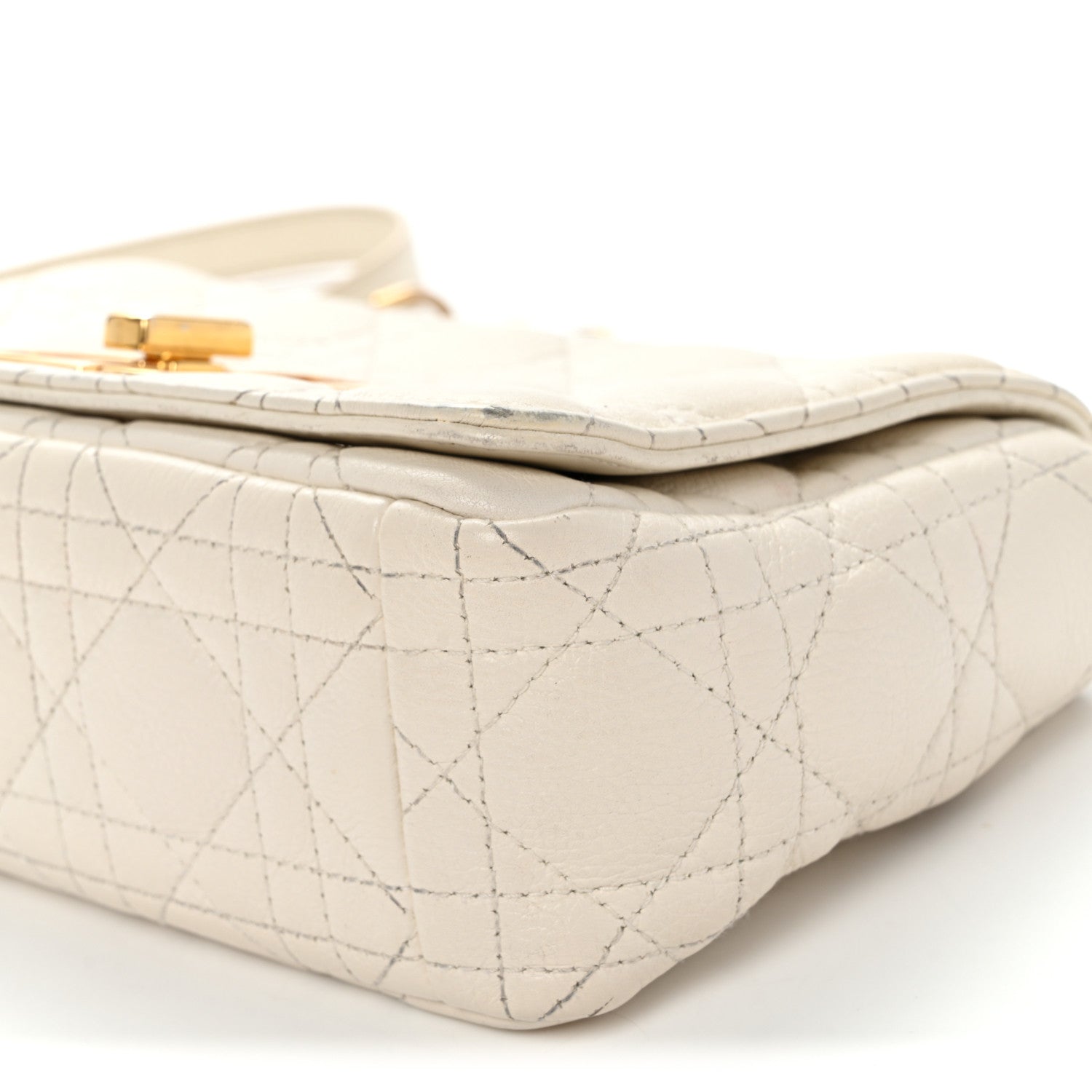 Christian Dior Calfskin Cannage Small Caro Bag Ivory 10 of 12
